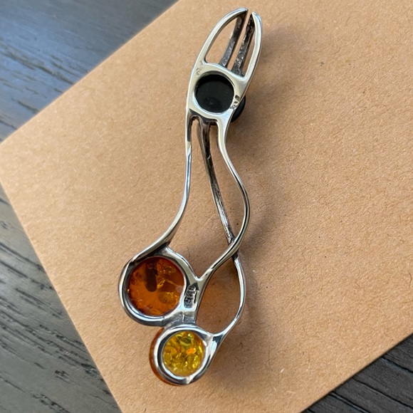 Amber Wave Sterling Silver Pendant - Picture 11 of 14